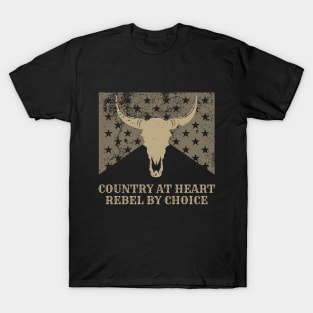 Country at heart, rebel by choice Retro Vintage Country Music T-Shirt